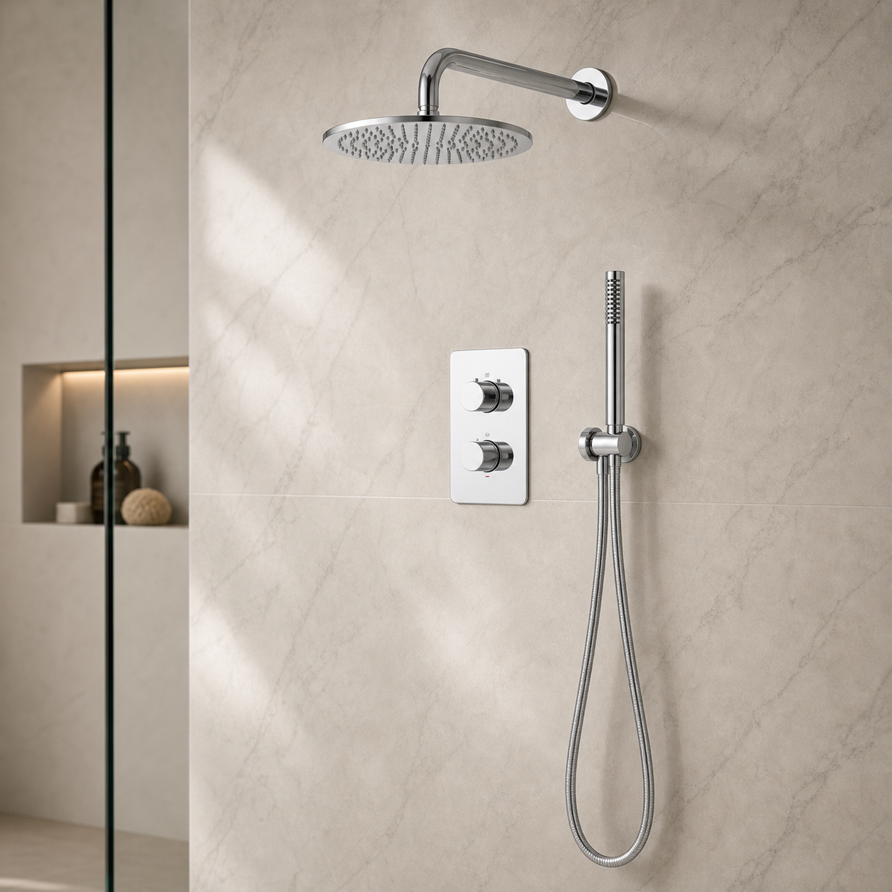 Aloni inbouw thermostatische doucheset met regendouchekop (ø25cm) - chroom