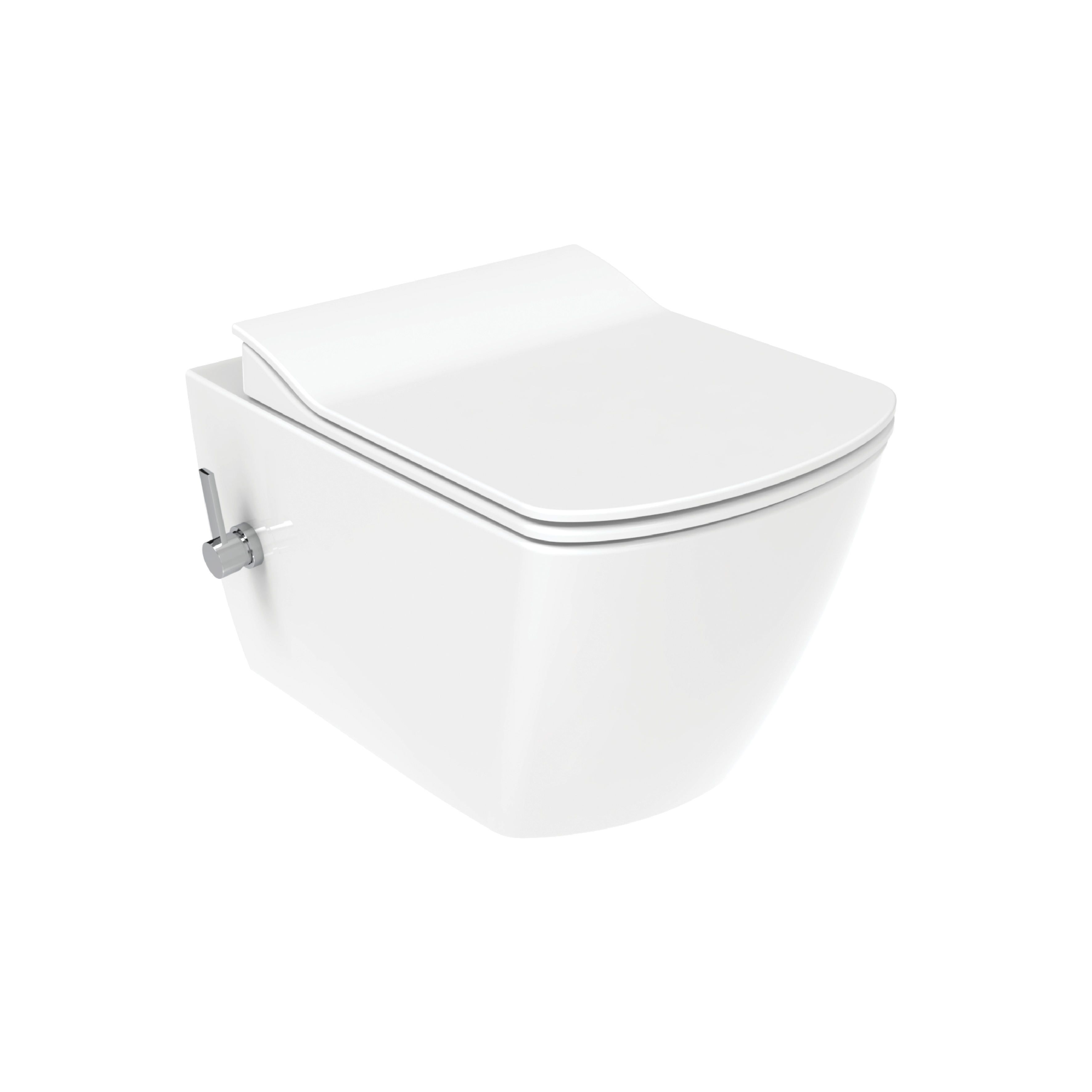 Creavit elegant hangtoilet met bidet - randloos - met bidetkraan koud en warm water - zonder zitting - glanzend wit