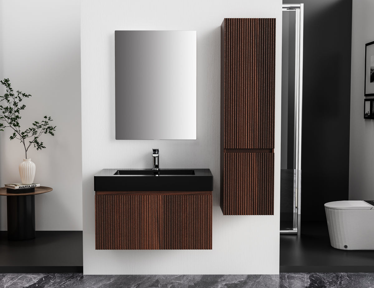 Aloni ela kolomkast - 2 deuren - greeploos - soft close - omkeerbaar - 35x135x35 cm - wenge, sfeerbeeld