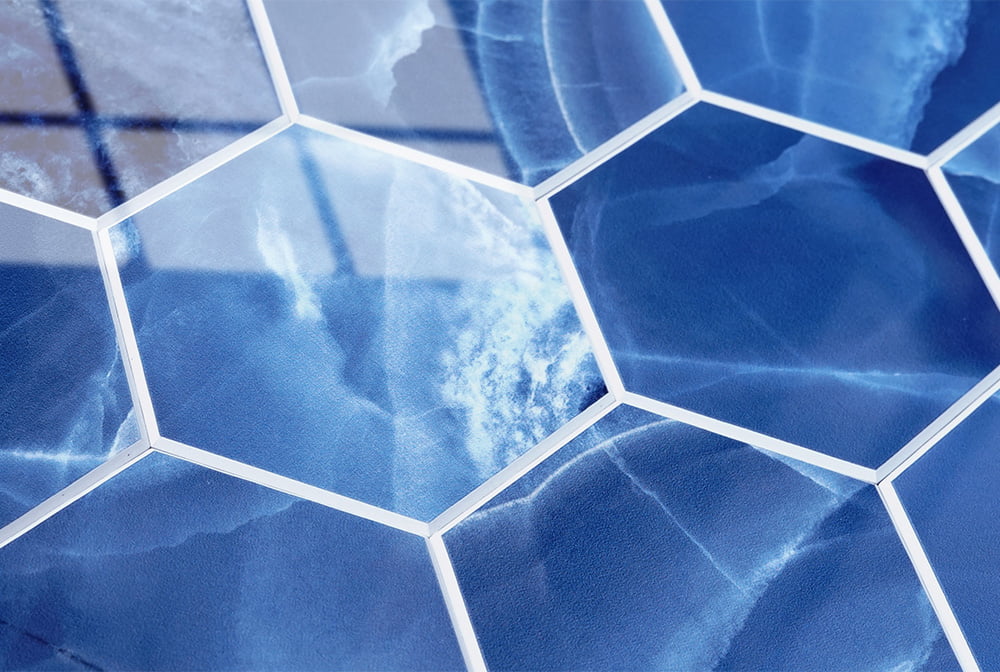 Isodeco Zelfklevende Mozaïek Steenstrip Hoogglans Hexagon Onyx Blauw