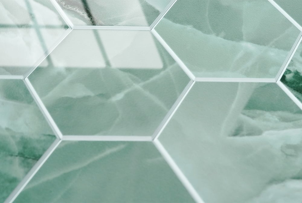 Isodeco Zelfklevende Mozaïek Steenstrip Hoogglans Hexagon Onyx Groen