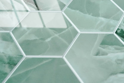 Isodeco Zelfklevende Mozaïek Steenstrip Hoogglans Hexagon Onyx Groen