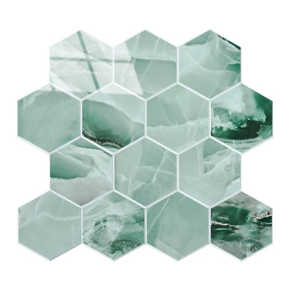 Isodeco Zelfklevende Mozaïek Steenstrip Hoogglans Hexagon Onyx Groen
