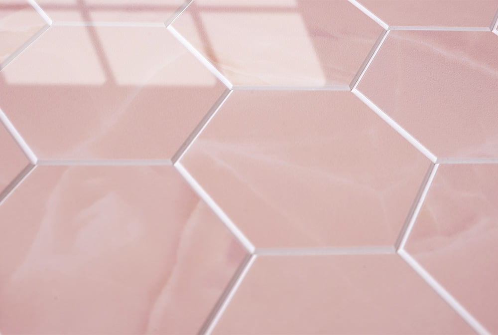 Isodeco Zelfklevende Mozaïek Steenstrip Hoogglans Hexagon Onyx Roze