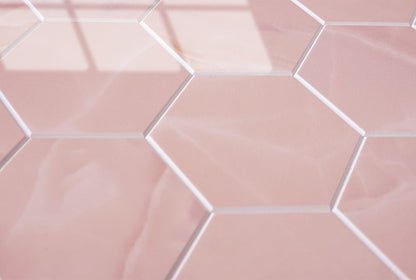 Isodeco Zelfklevende Mozaïek Steenstrip Hoogglans Hexagon Onyx Roze