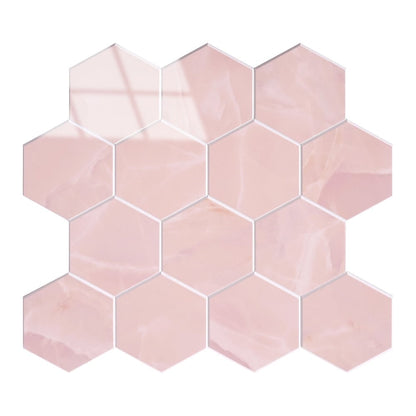 Isodeco Zelfklevende Mozaïek Steenstrip Hoogglans Hexagon Onyx Roze