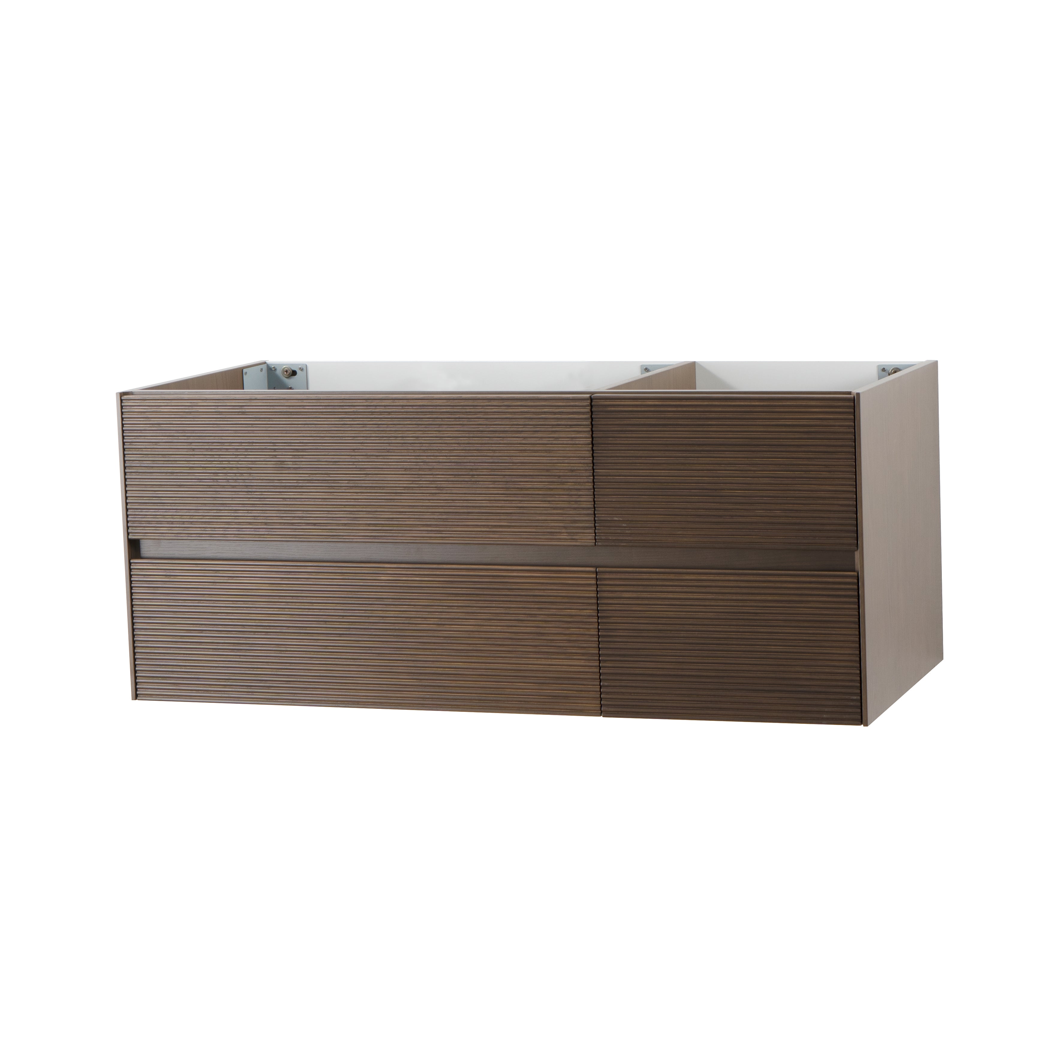 Layda wastafelonderkast - 4 lades - greeploos  - soft close – 119x49x52 cm - donker walnoten