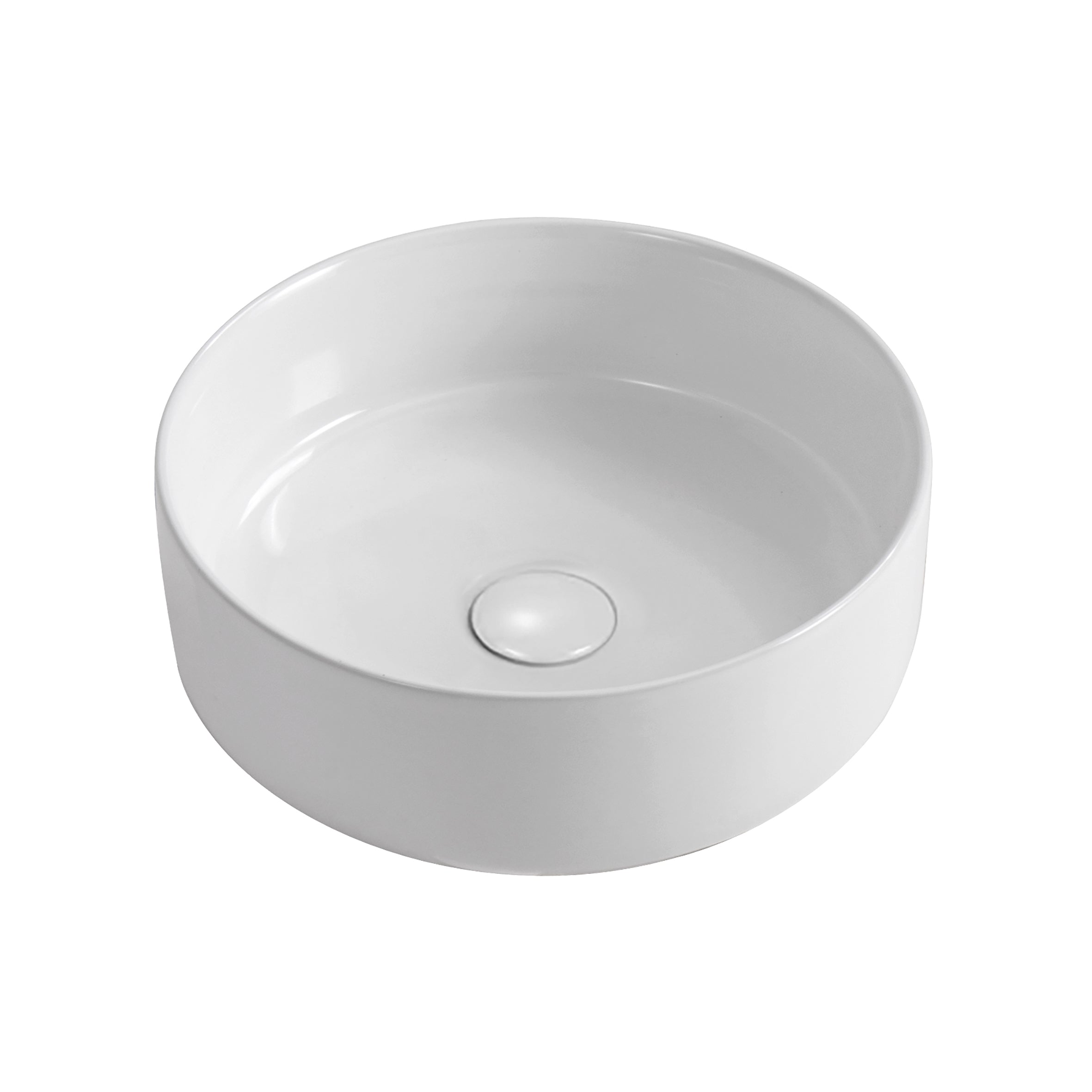 Aloni fira waskom - opbouw - zonder overloop - zonder kraangat - met click waste - keramiek - 36x12,5x36 cm - glanzend wit