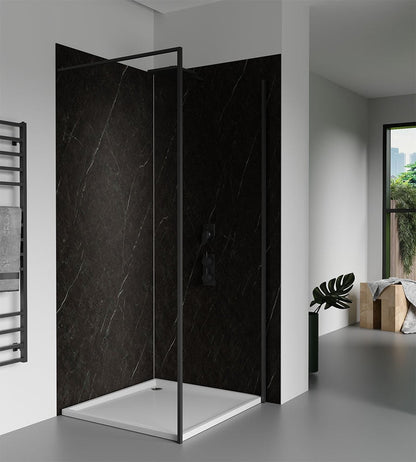 Isodeco SPC Marmer Plaat Wandpaneel Black Trevore Mat Zwart