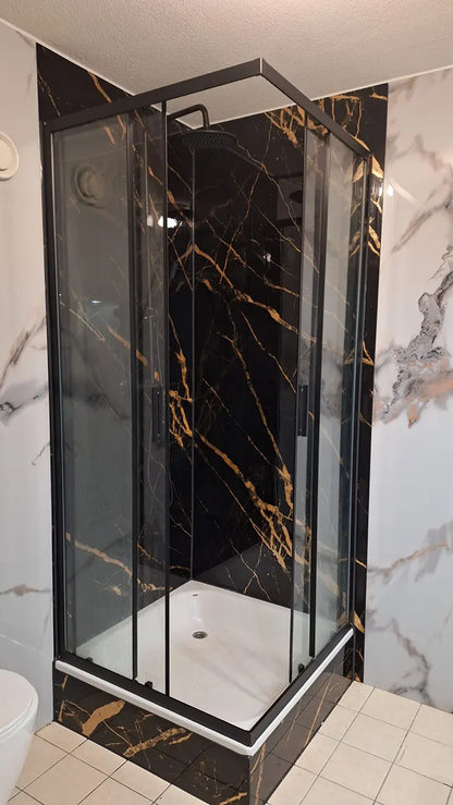 Isodeco PVC Marmer Plaat Hoogglans Black Gold