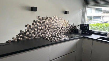 Isodeco Zelfklevende Mozaïek Steenstrip Hexagon Cobalt Antraciet Goud