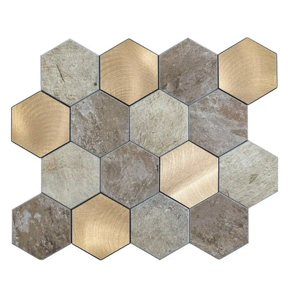 Isodeco Zelfklevende Mozaïek Steenstrip Hexagon Beige Taupe Large