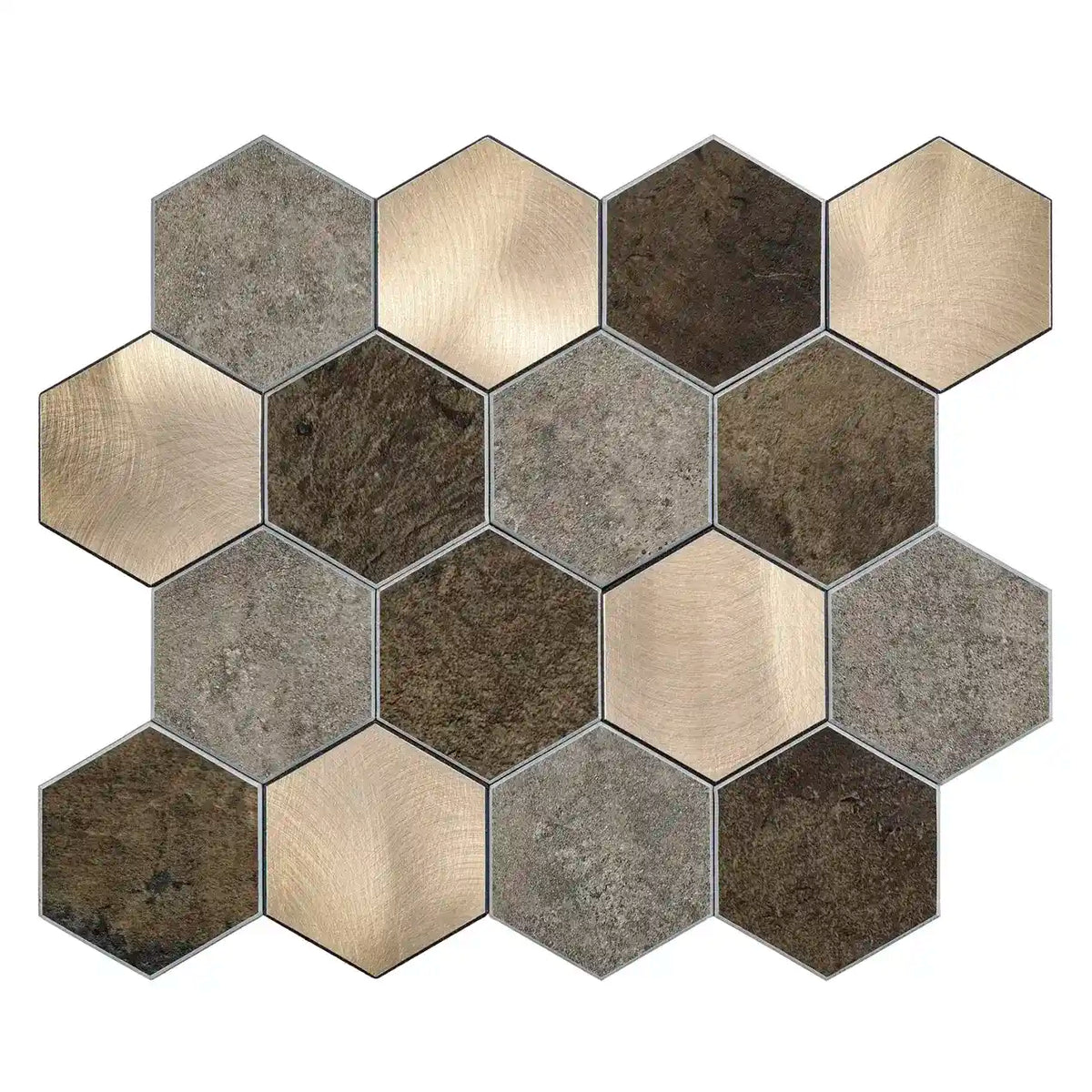 Isodeco Zelfklevende Mozaïek Steenstrip Hexagon Koper Large