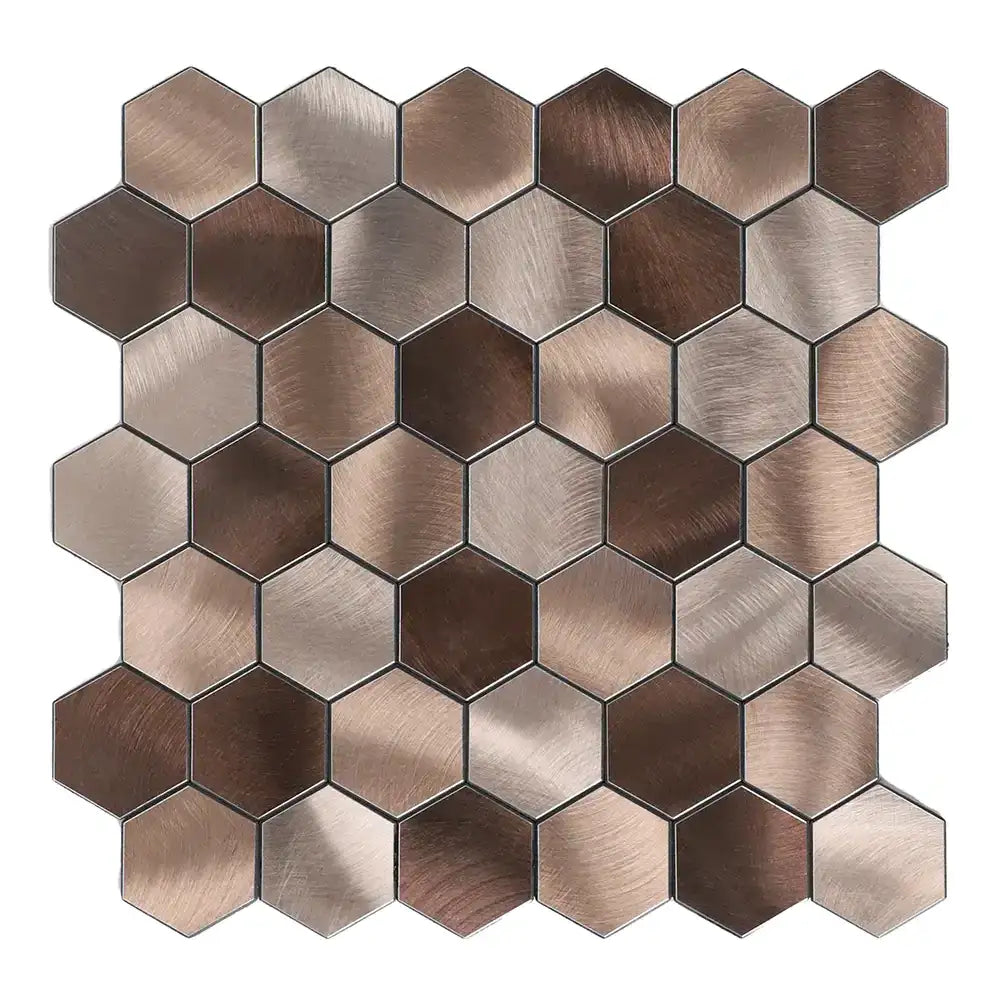 Isodeco Zelfklevende Mozaïek Steenstrip Hexagon Champagne en Brons