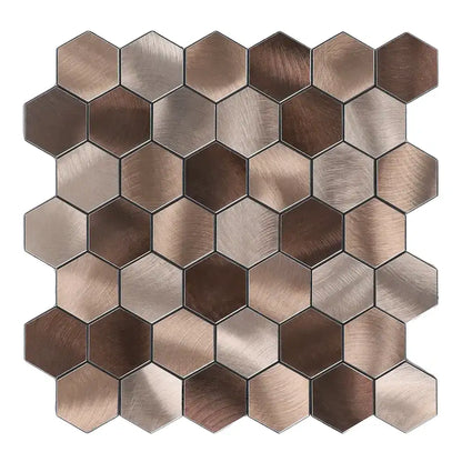 Isodeco Zelfklevende Mozaïek Steenstrip Hexagon Champagne en Brons