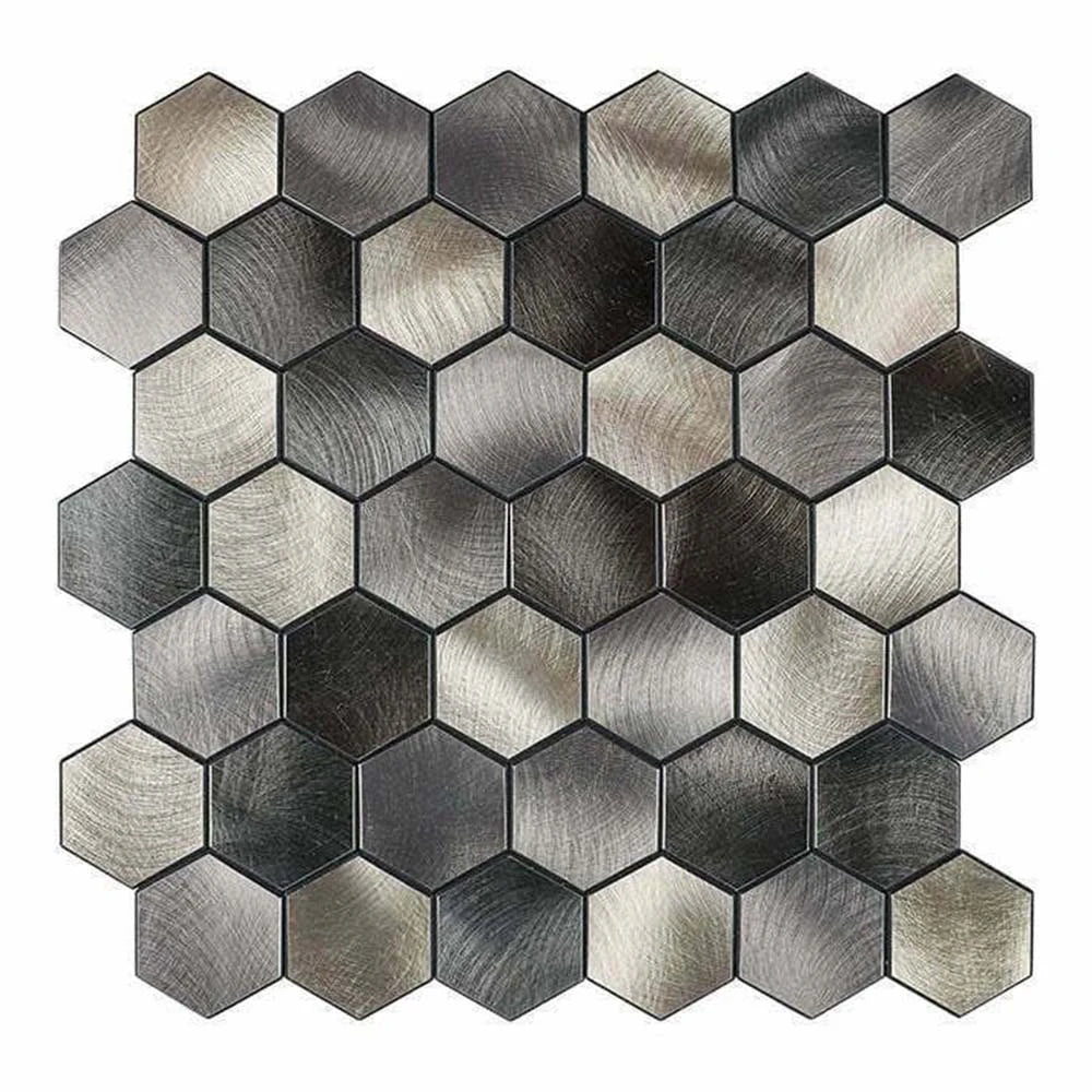 Isodeco Zelfklevende Mozaïek Steenstrip Hexagon Cobalt Antraciet Goud