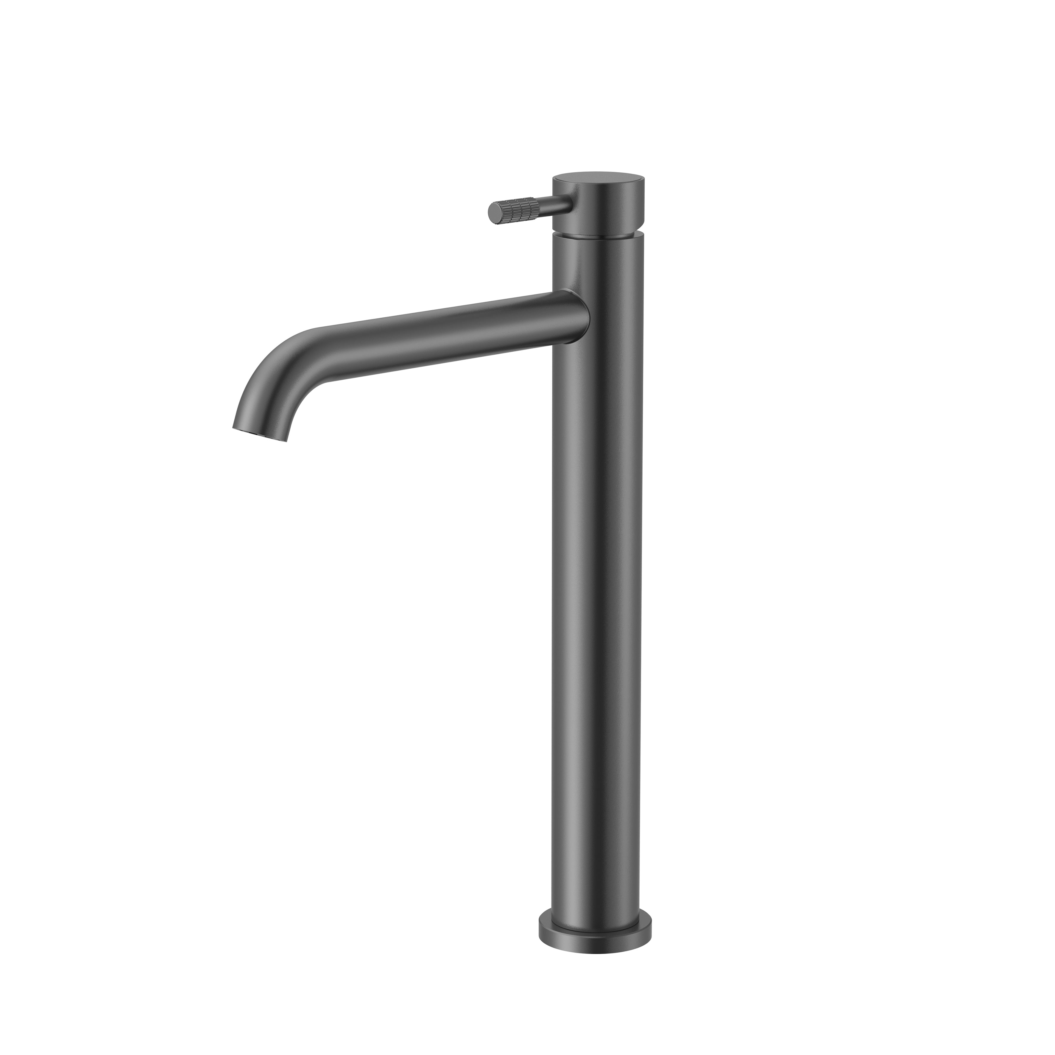 Stria wastafelmengkraan hoog - cold start - hendel met verfijnde ribbelstructuur - zonder afvoerplug - gunmetal (pvd)