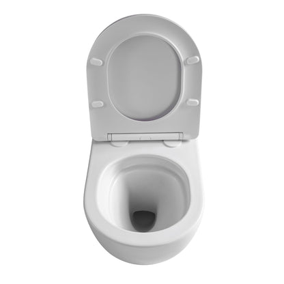 Aloni pro hangtoilet - tornado flush - randloos - met zitting - duroplast - soft close - quick release - compact 49 cm - 36x32x49 cm - glanzend wit