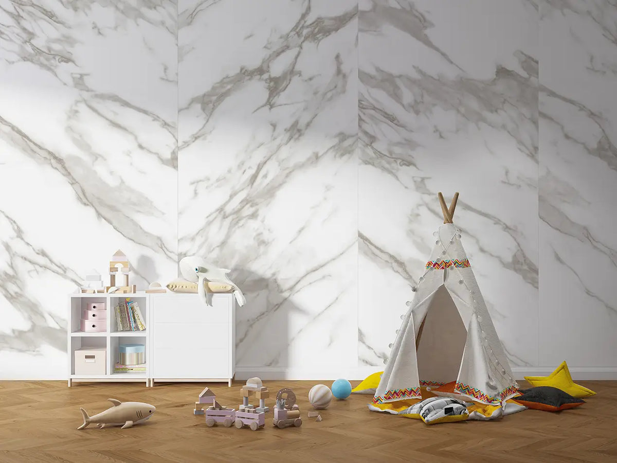 Isodeco SPC Marmer Plaat Wandpaneel Marble Wit Grijs