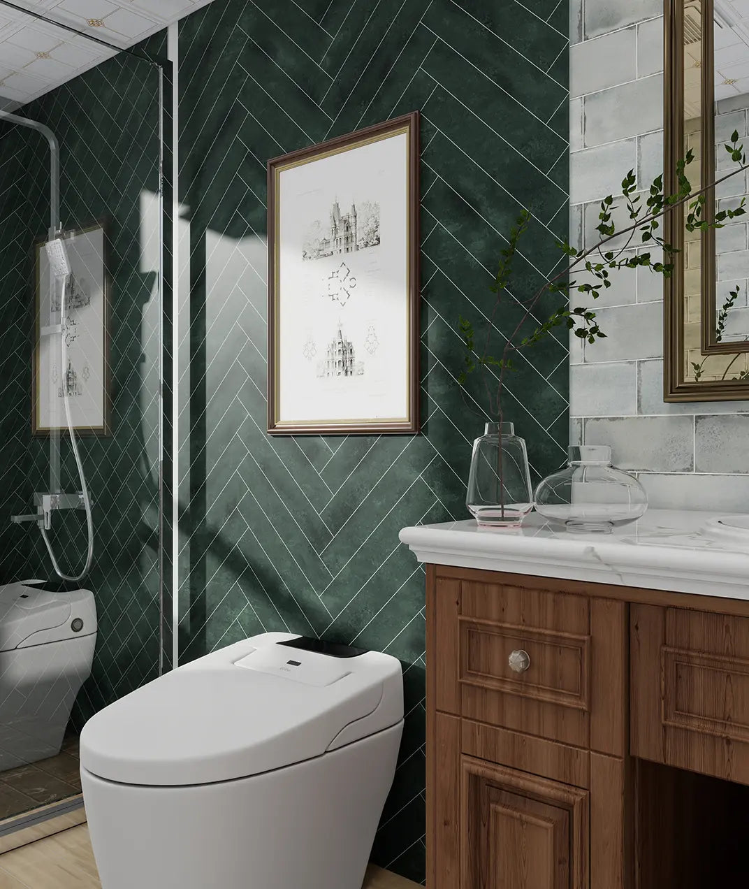 Isodeco SPC Plaat Wandpaneel Visgraat Groen