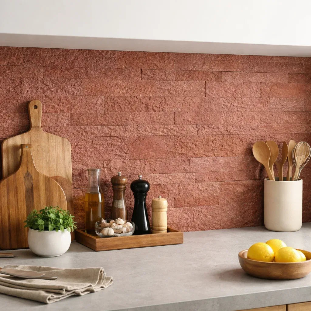 Isodeco Zelfklevende Steenstrip Natuursteen XL Red Stone Rood OUTLET