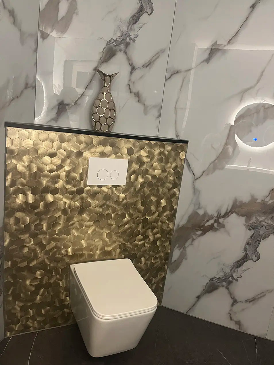 Isodeco Zelfklevende Mozaïek Steenstrip Hexagon Geborsteld Goud