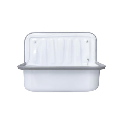 Aloni uitgietbak met stootbuffer - met afvoerstop en ketting - plaatstaal - 37 x 50,5 x 33 cm - glanzend wit