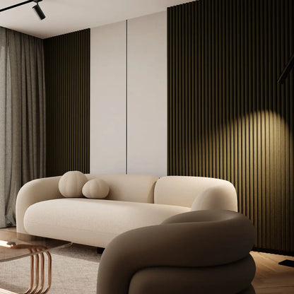 Isodeco Akoestisch Paneel Suede Stof Taupe met Groen Vilt