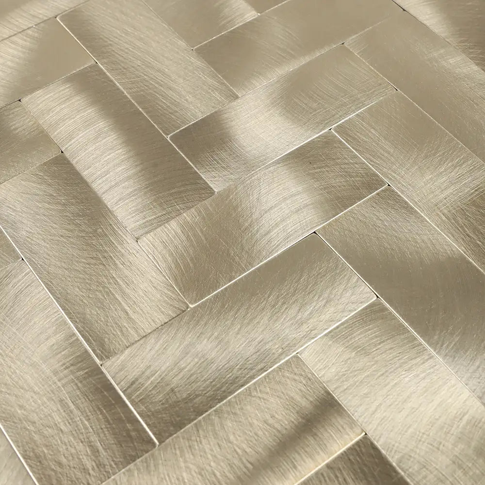 Isodeco Zelfklevende Mozaïek Steenstrip Visgraat Geborsteld Goud