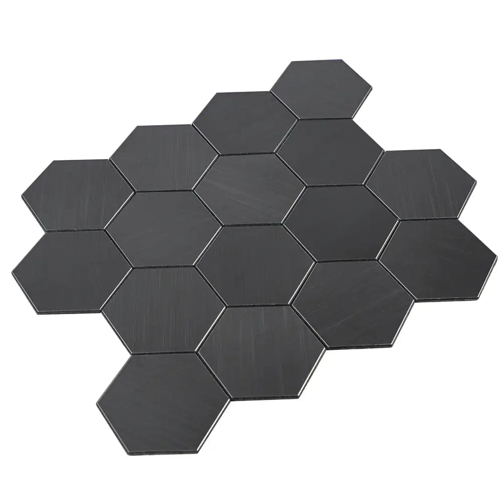 Isodeco Zelfklevende Mozaïek Steenstrip Hexagon Geborsteld Mat Zwart