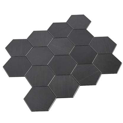 Isodeco Zelfklevende Mozaïek Steenstrip Hexagon Geborsteld Mat Zwart