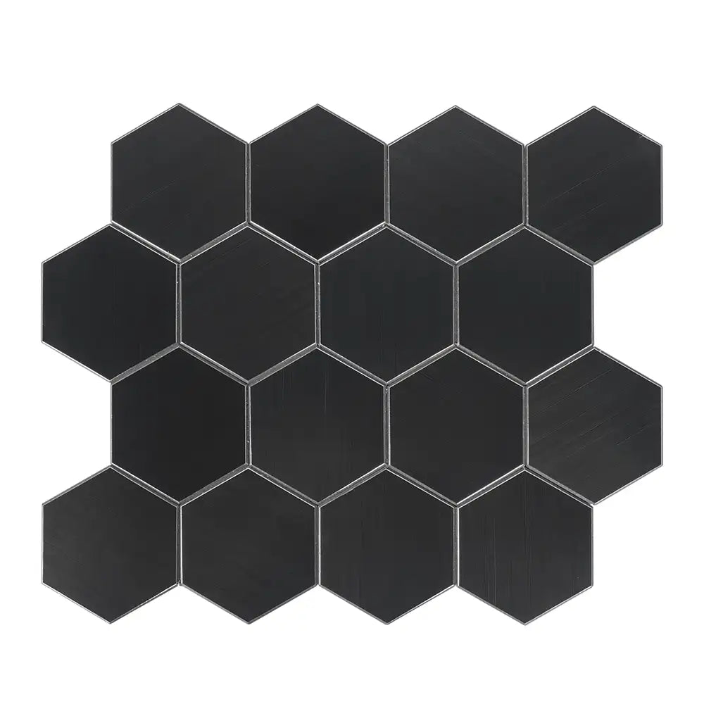 Isodeco Zelfklevende Mozaïek Steenstrip Hexagon Geborsteld Mat Zwart